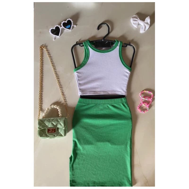 conjunto saia MIDI infantil Juvenil cropped mais saia MIDI infantil bem bloguerinha conjunto modi infantil 6 ao 10 anos