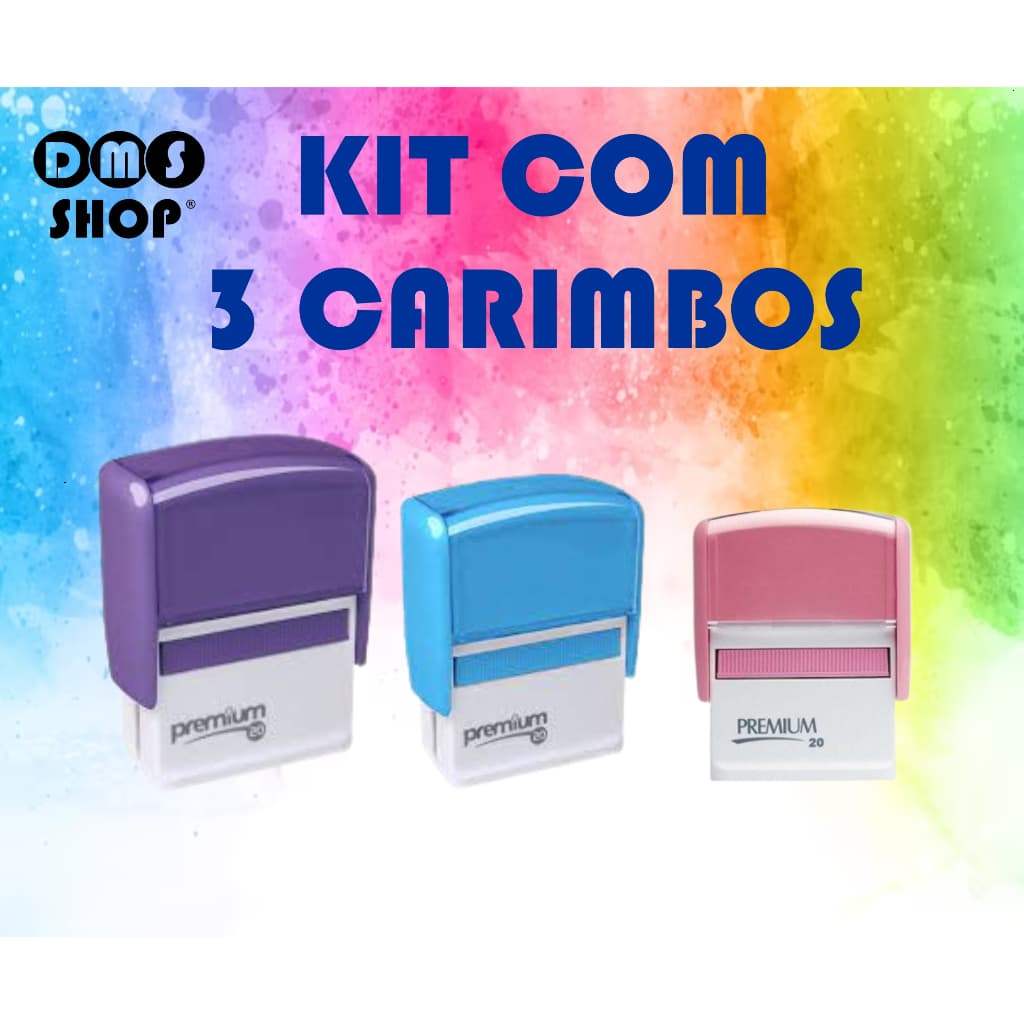 KIT 3 CARIMBOS - PERSONALIZAÇÃO Gratuita