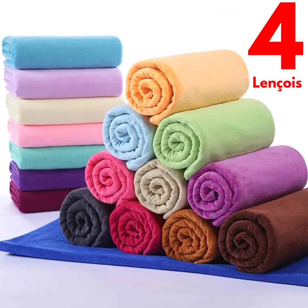 4 Lençois em Malha 100% Algodão com Elástico - Solteiro Casal Queen
