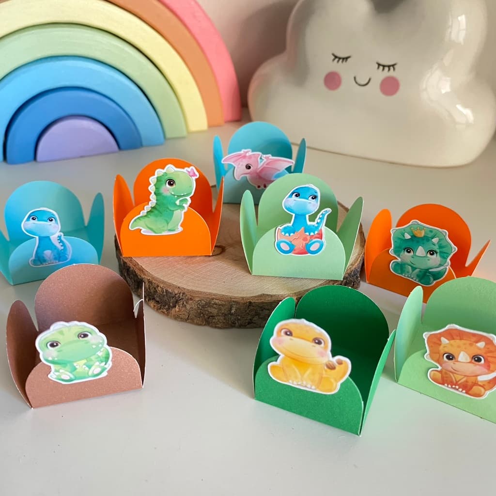 100 Forminhas para Doces Festa de Aniversário, Confeitaria, BRIGADEIRO, Dinossauro aquarela color novo