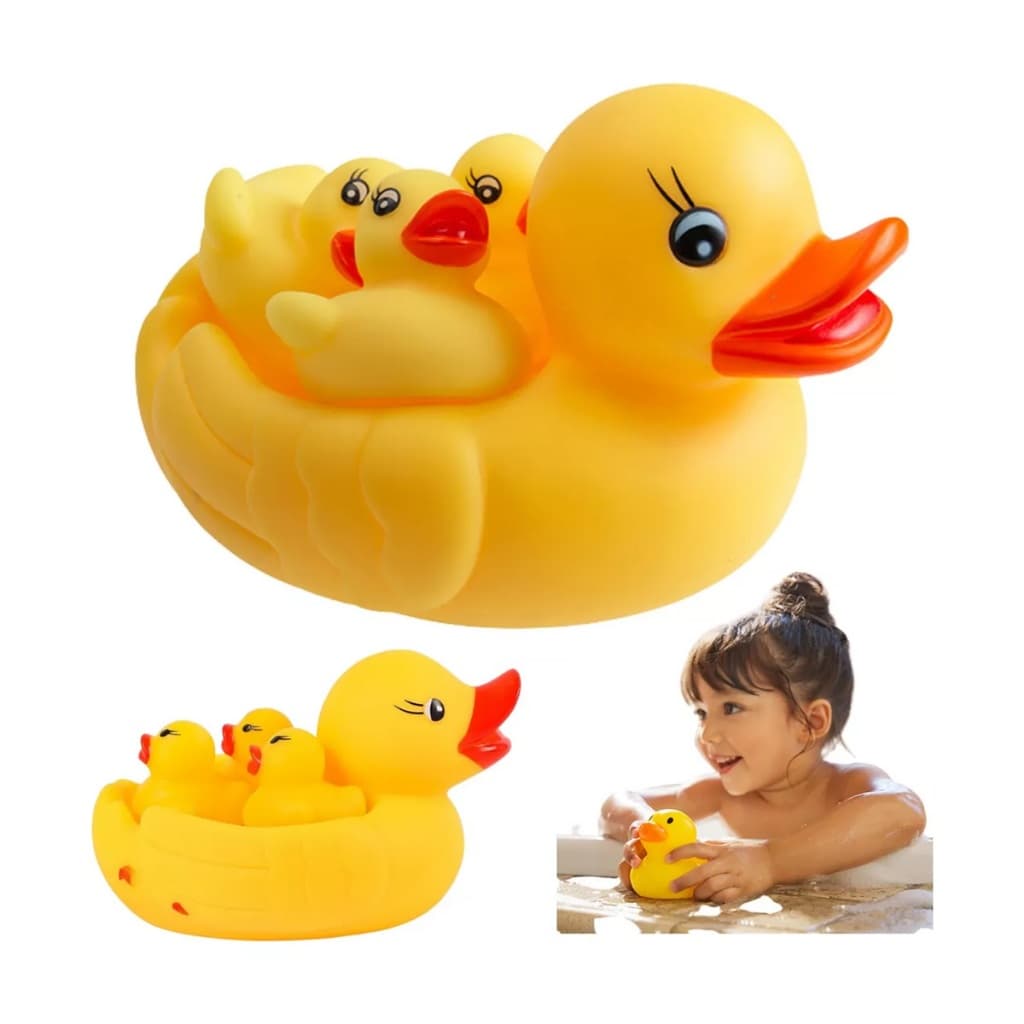 Kit Banho Bebê Infantil Conjunto 4 Patinhos De Borracha