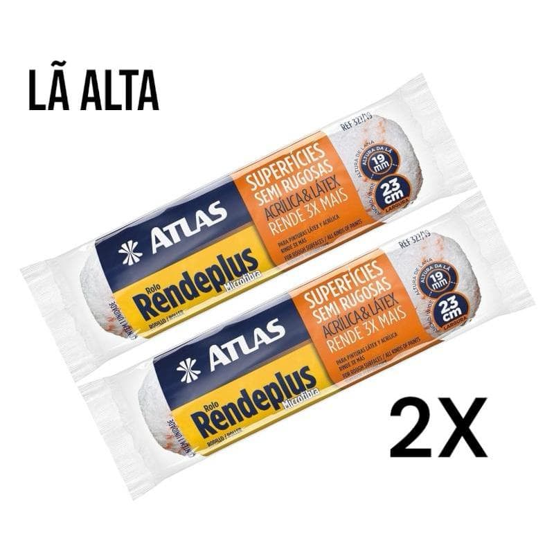 Rolo Rendeplus Microfibra 23 Cm Para Superfícies imperfeitas Semi Rugosas - Atlas  KIT 2 UNIDADES