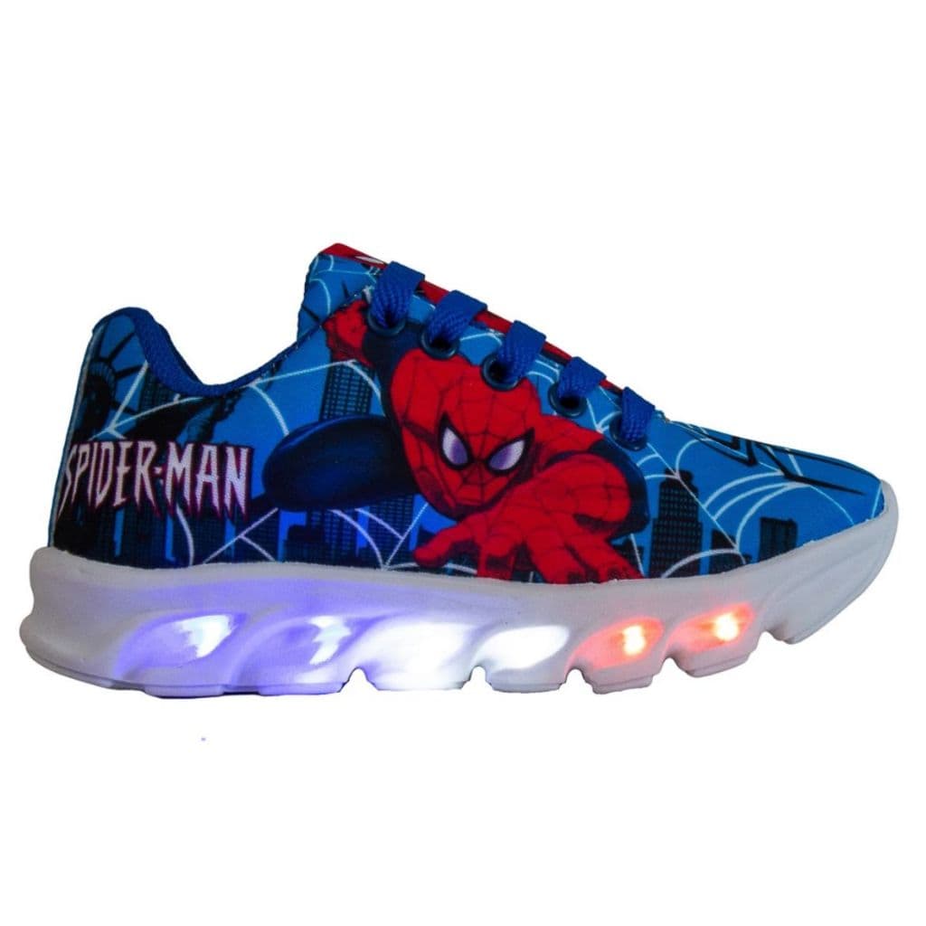 Tênis Led Infantil Casual Meninos Aranha Royal Luzes