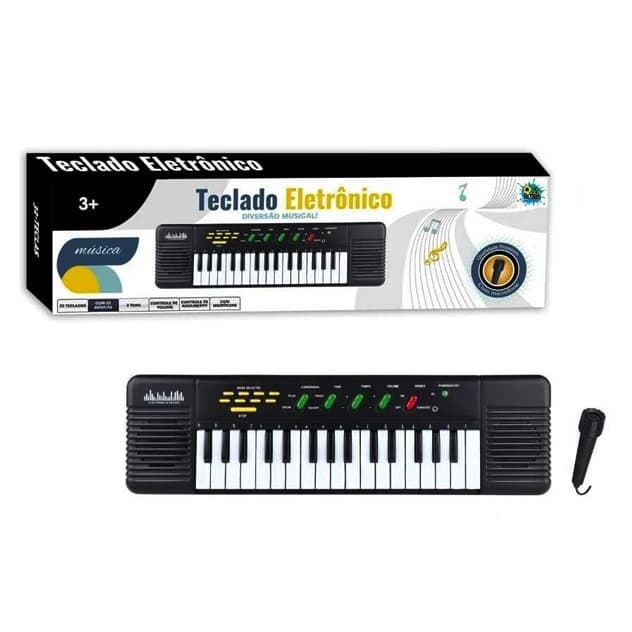 Piano Teclado Musical Infantil Microfone Eléctrico Karaokê