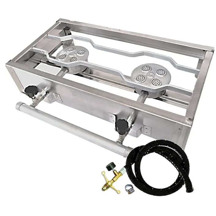 Fogão Industrial Portátil 2 Bocas Inox C/ Kit Gás Completo