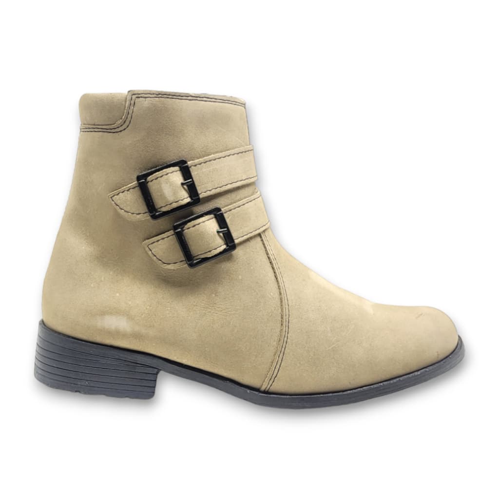 Bota Coturno Feminino em Couro com Zíper 2 Fivelas, Bota Botinha Feminina Coturno Confortável