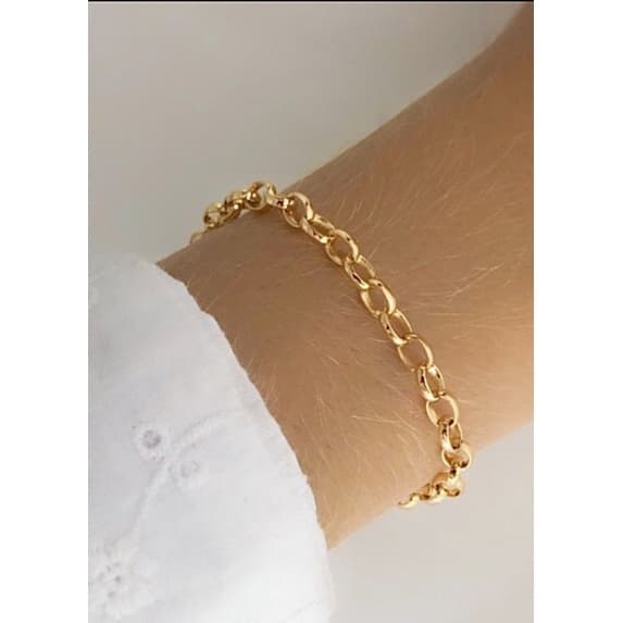 Pulseira Elo Português 4mm sem Pingente Banho Ouro Ah86