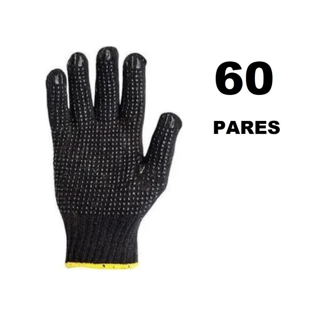Luva pigmentada preta algodão- resistente tricotada KIT REVENDEDOR - 36, 48, 60 PARES