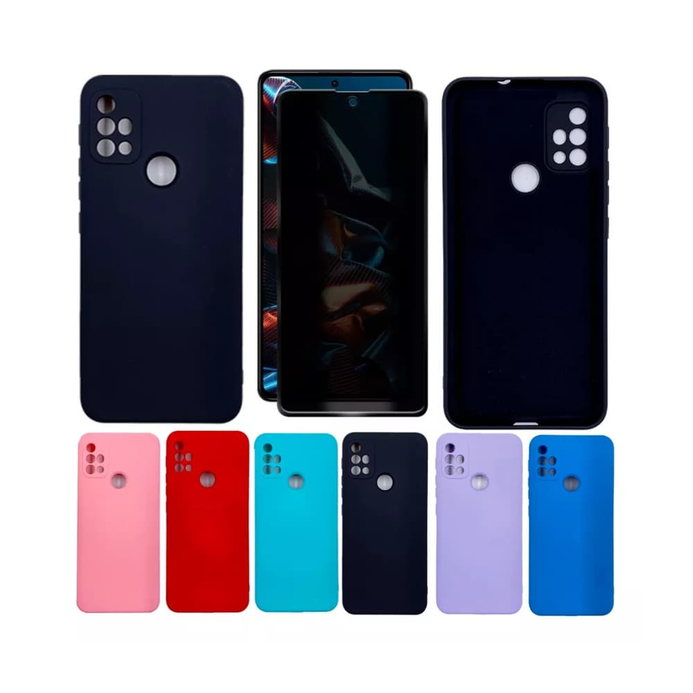 Capinha Capa Aveludada + Película 9D Privacidade Motorola Moto G10