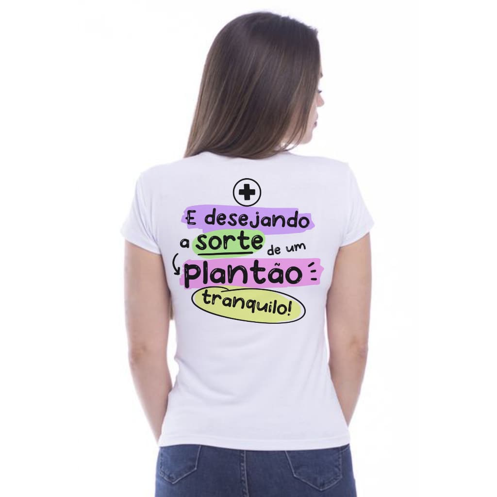 Camisa Camiseta Baby Look Estampa Enfermeira, Camiseta Personalizada para Enfermeira