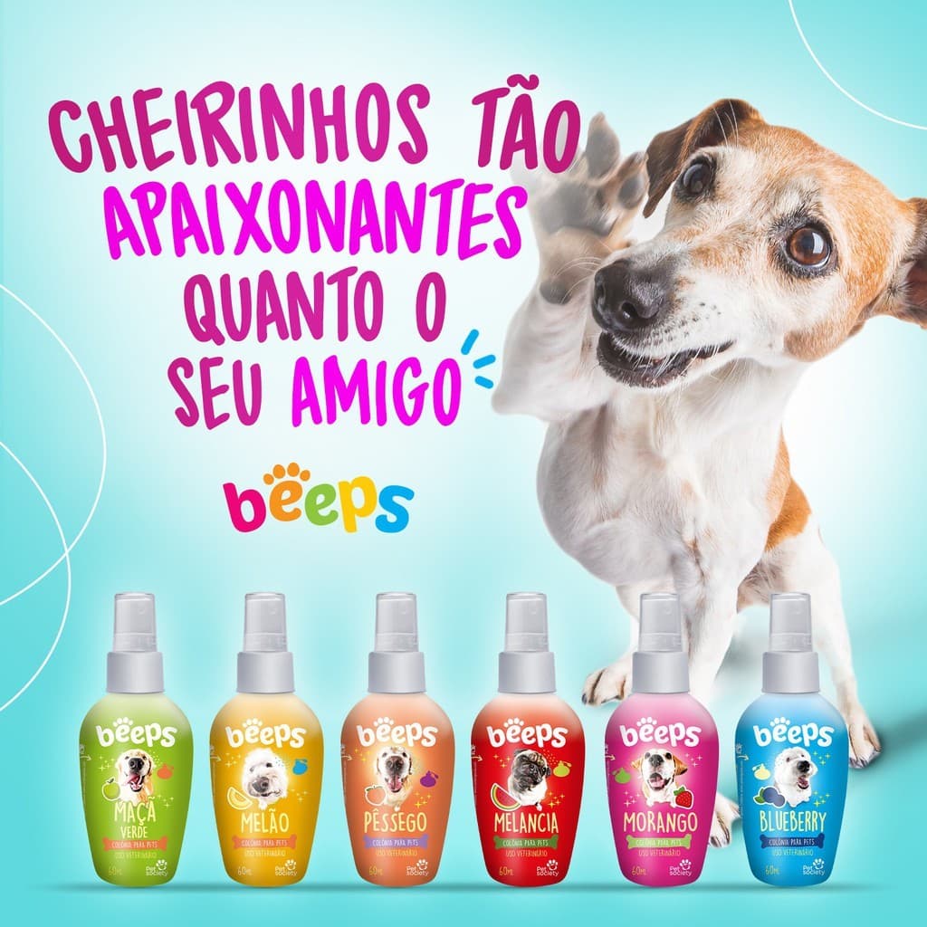Beeps Colônia para Cães e Gatos 60ml Beeps Perfume Blueberry Melancia Perfume pra Cachorro Gatos
