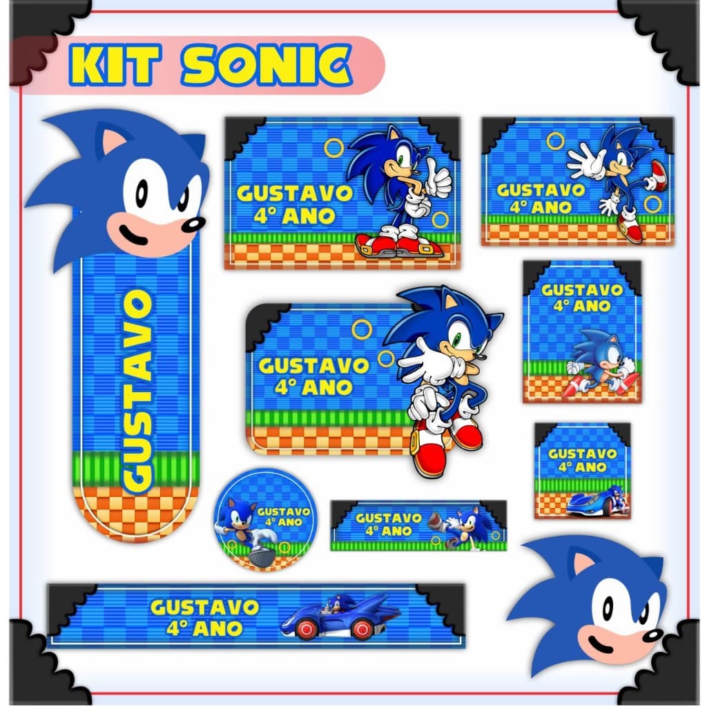 Kit de Etiquetas Escolares Sonic - Etiquetas Escolares - Volta as Aulas