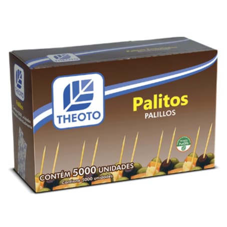 Palito Roliço de Madeira Theoto Caixa 5000 Unidades