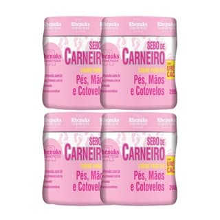 Kit 4 Creme Sebo De Carneiro Com Uréia 200g P/ Pés Mãos E Cotovelos