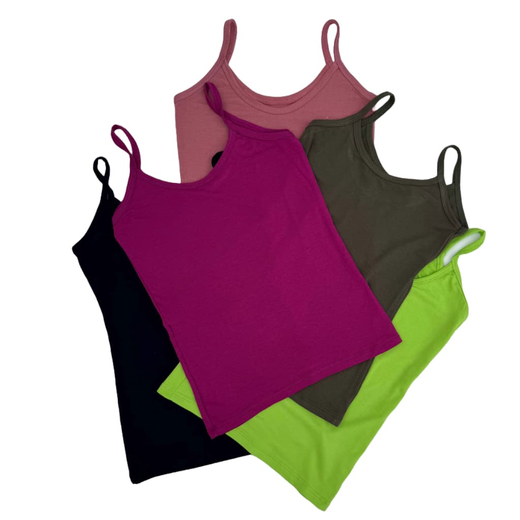 Kit 5 Regatas Femininas Com Alça Fina Básica Diário Casual Moda Feminina Praia Academia Essencial