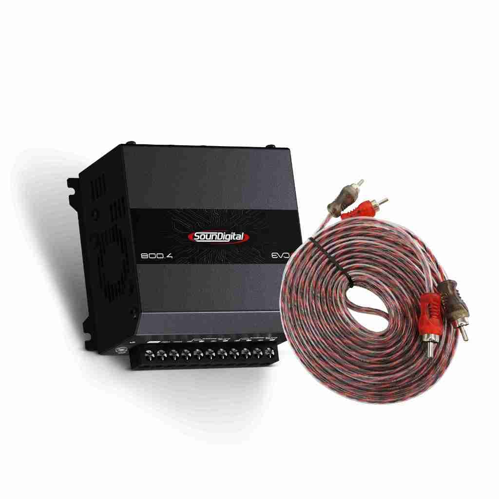 Módulo Amplificador Soundigital 800.4 Evo6 lançamento 2024 Som Automotivo Acompanha cabo RCA