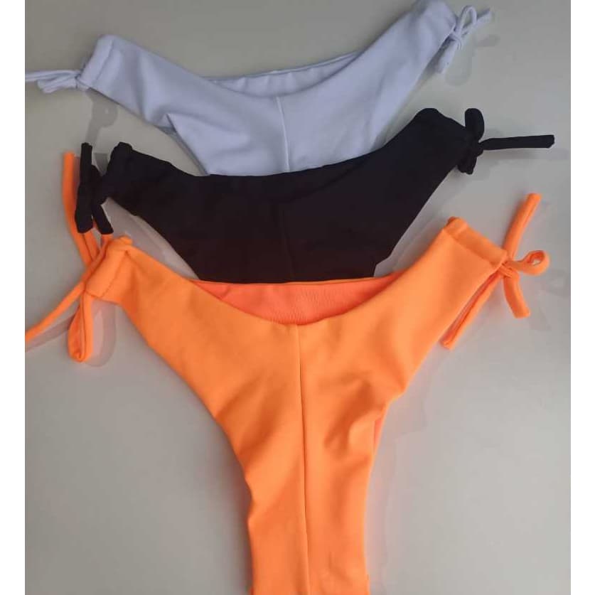 Kit 3 calcinhas biquíni empina Bumbum de amarração semi fio, tecido duplo. levanta bumbum, Poliamida