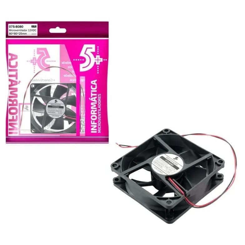Microventilador 80 X 80 X 25mm - 12v - 5+