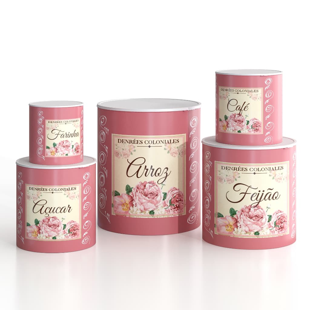 Porta Mantimentos 5 peças Decorado Plástico Decoração Casa Cozinha
