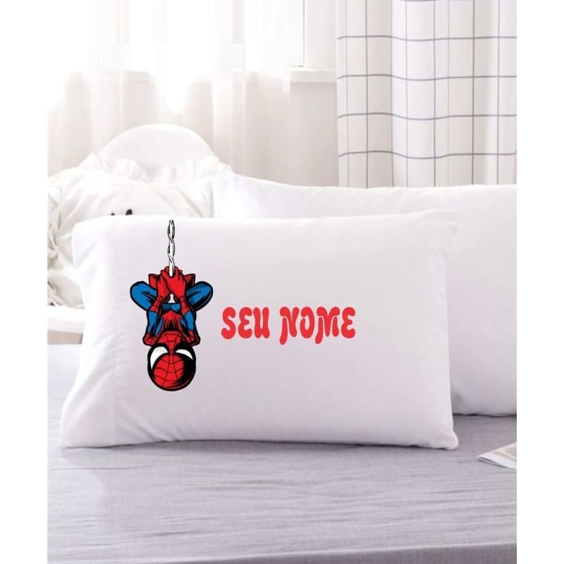 fronha capa de travesseiro personalizado com nome tema homem aranha virado