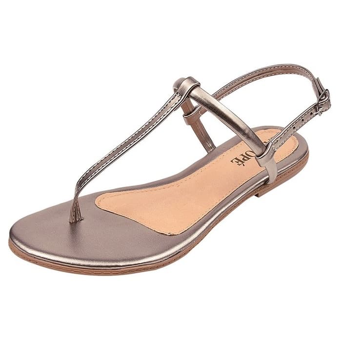 Sandalia Feminina rasteira prata Basica Rasteirinha Flat Prata velho confortavel