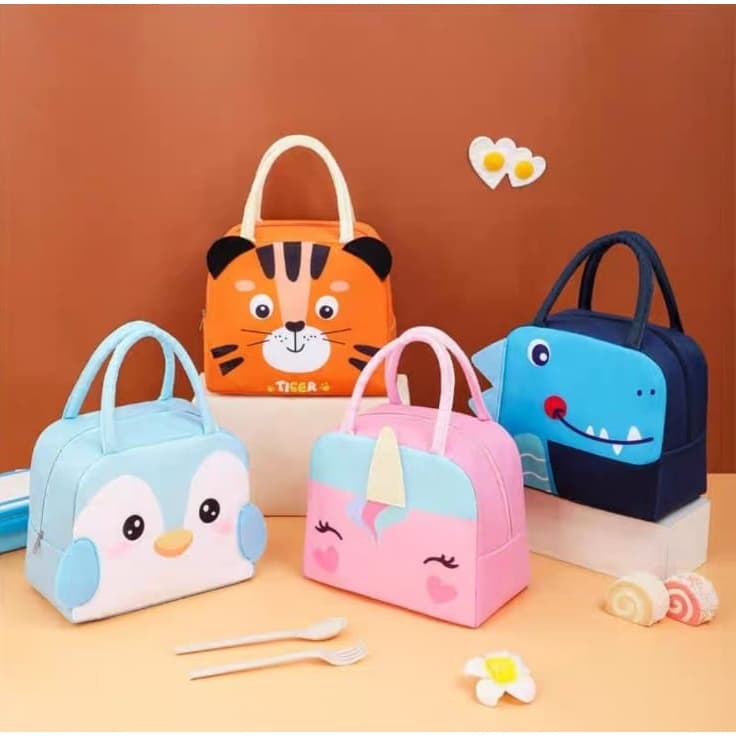 Bolsa Térmica Infantil Lancheira Escolar Marmita C/ Alça Estampas Animais Fofos 3D
