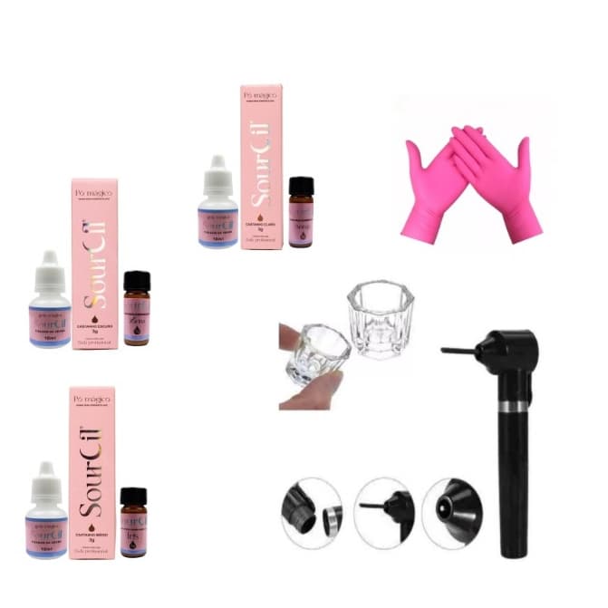 3 Henna Sourcil Sobrancelha Vegana Completa Com Fixador + Mixer Misturador Branco + Dappen Vidro Para Misturas
