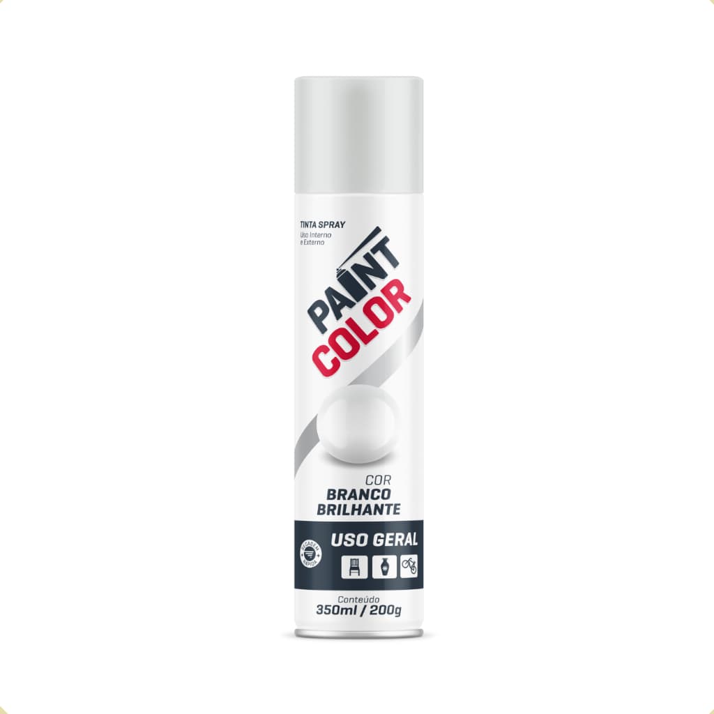 Tinta Spray Uso Geral Preto Fosco Branco Preto Brilhante Paint Color 350ml