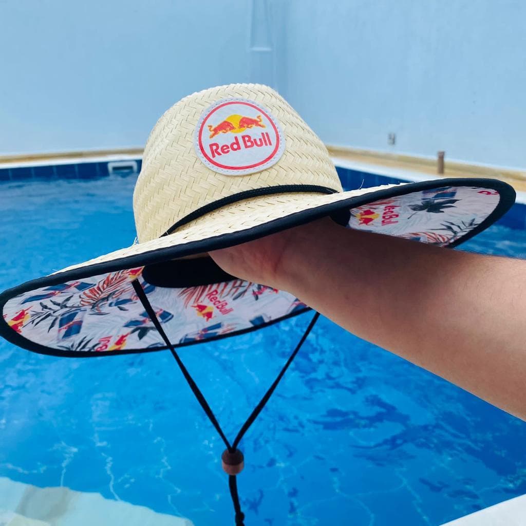 Chapéu Palha Estampa Bebida Aba Larga Surf Praia Verão Proteção Do Sol Promoção