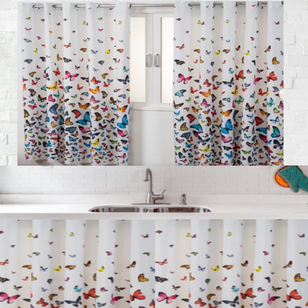 Cortina de Cozinha 2,00 x 1,30 Oxford Estampado janela vitro + Cortina de Pia Cozinha Estampada 1,40x0,80 CONJUNTO COZINHA DECORAÇÃO
