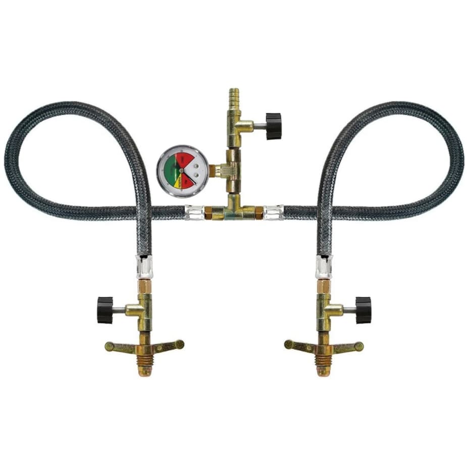 Kit P/2 Botijões com manometro Gás para Mangueira 5/16 - 50cm