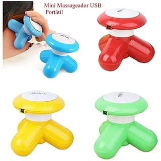 Mini Massageador Portátil A Pilha Ou Usb Com 3 Pontos Relaxante