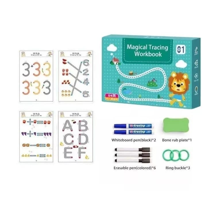 Livro Traço Mágico Caderno Pedagógico Desenho Infantil Caneta Apagável Brinquedo Educativo