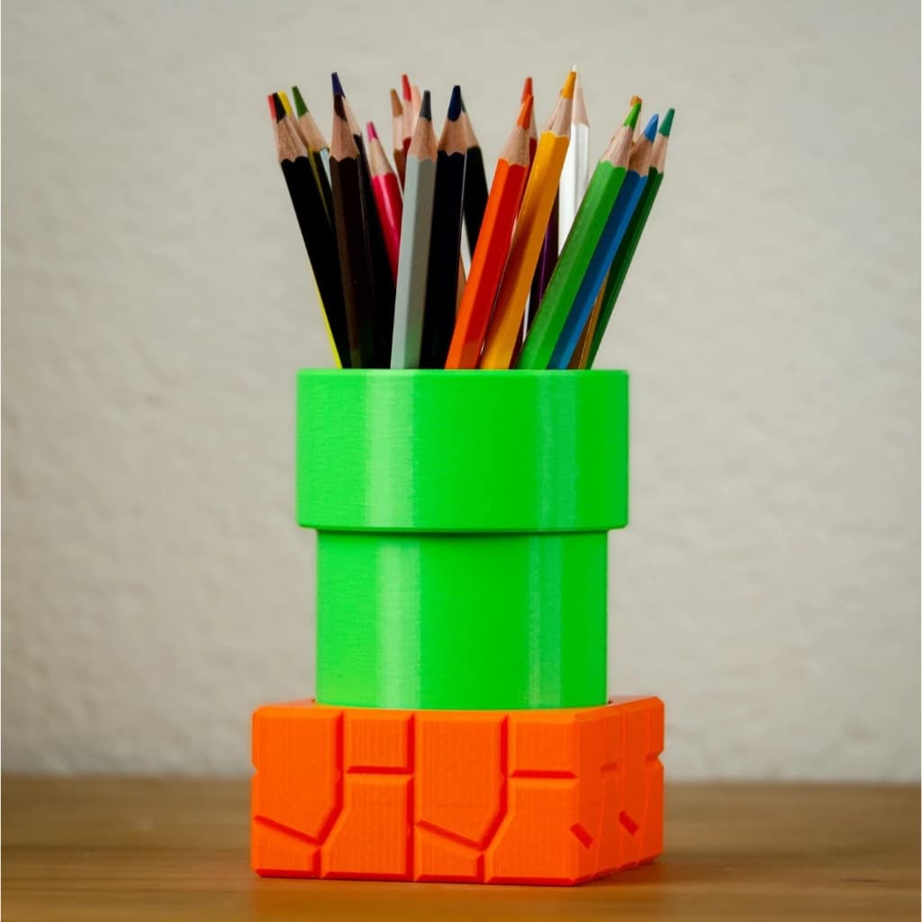 Porta lapis e caneta tunel mario bros