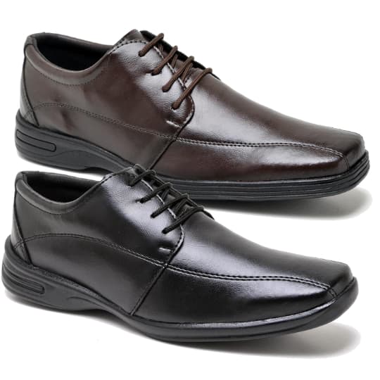 Kit 2 Pares de Sapato Social Masculino Conforto Sola  Costurada Antistress Ortopédico
