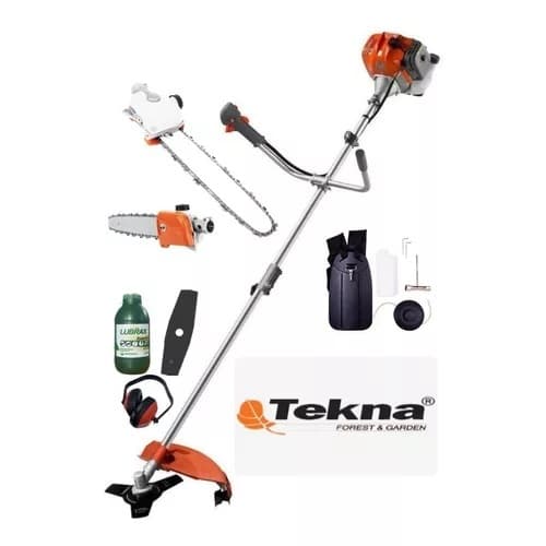 Roçadeira Tekna Lateral Gasolina Com Motopoda + Laminas Óleo