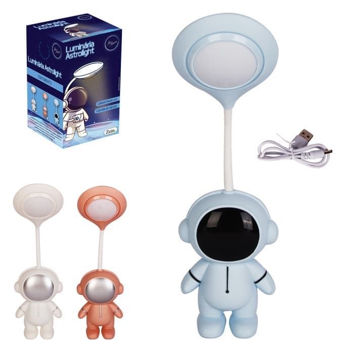 Mini Luminária Astronauta LED  Flexível e Recarregável ArtHouse