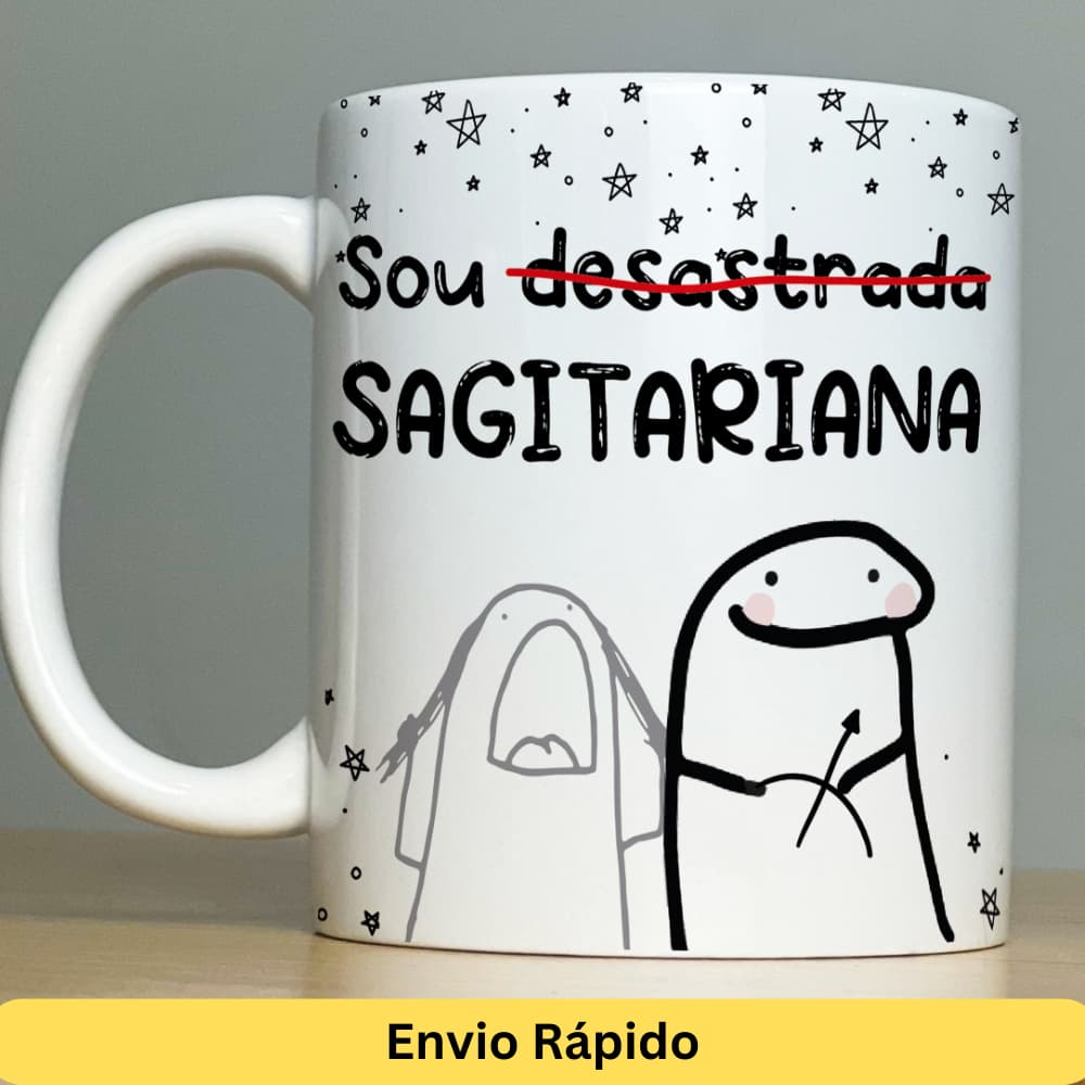 Caneca Signos Personalizada de Porcelana - Xícaras com Frases - Canecas Divertidas - Signos do Zoodíaco Sagitário, Capricórnio, Aquário, Peixes, Câncer, Libra...