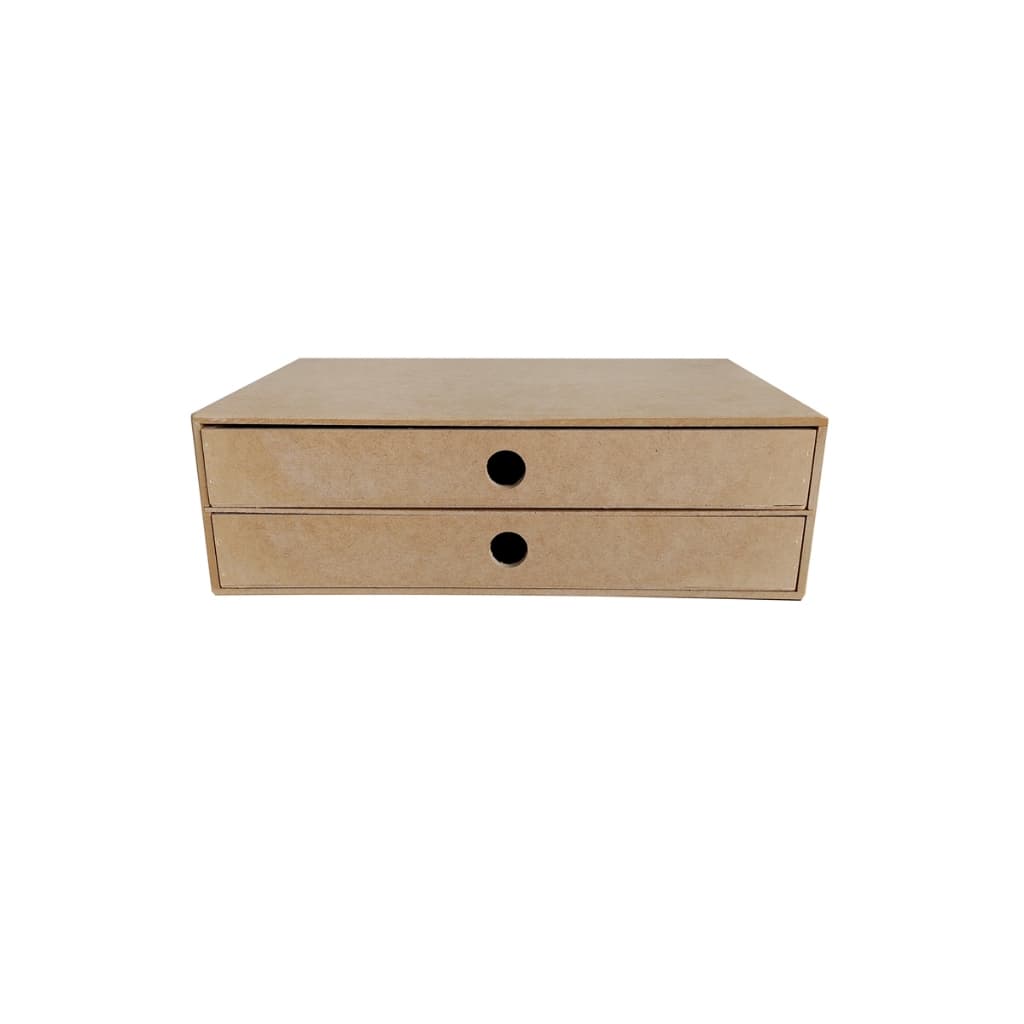 Organizador de Mesa em MDF Cru com 2 Gavetas Suporte para Folha Sulfite Home Office