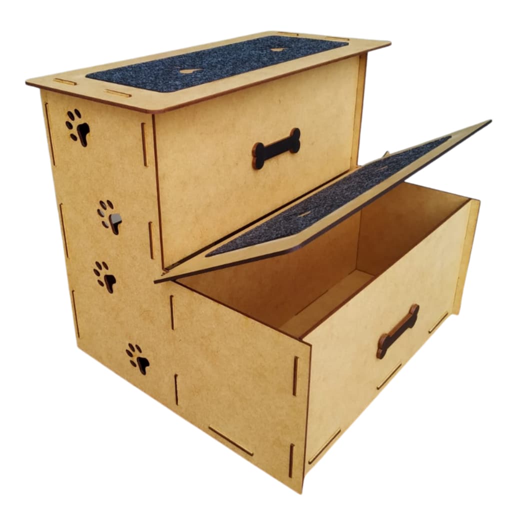 Escada Pet Mdf Personalizada 2 Degraus C/baú 30cm e Carpete