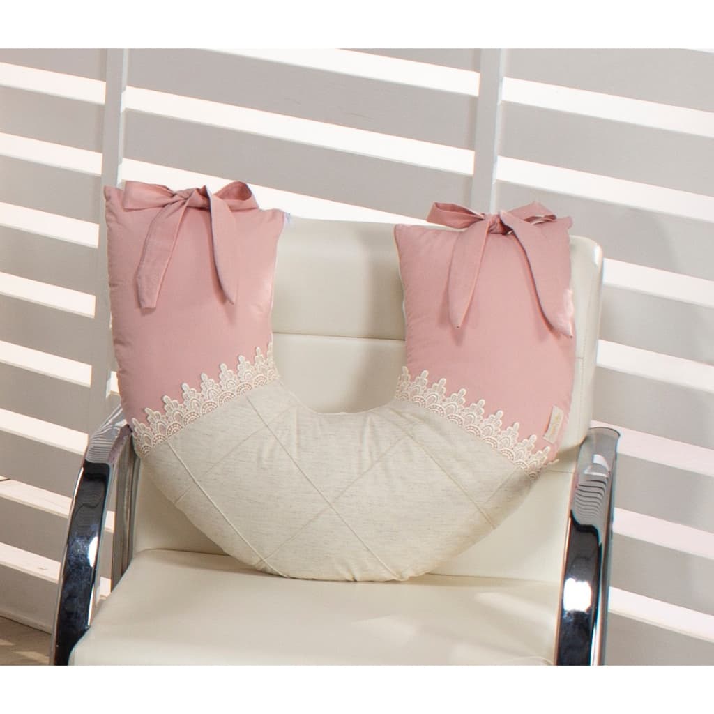 Almofada Amamentar Borboletas Maria Rose Blush com Linho