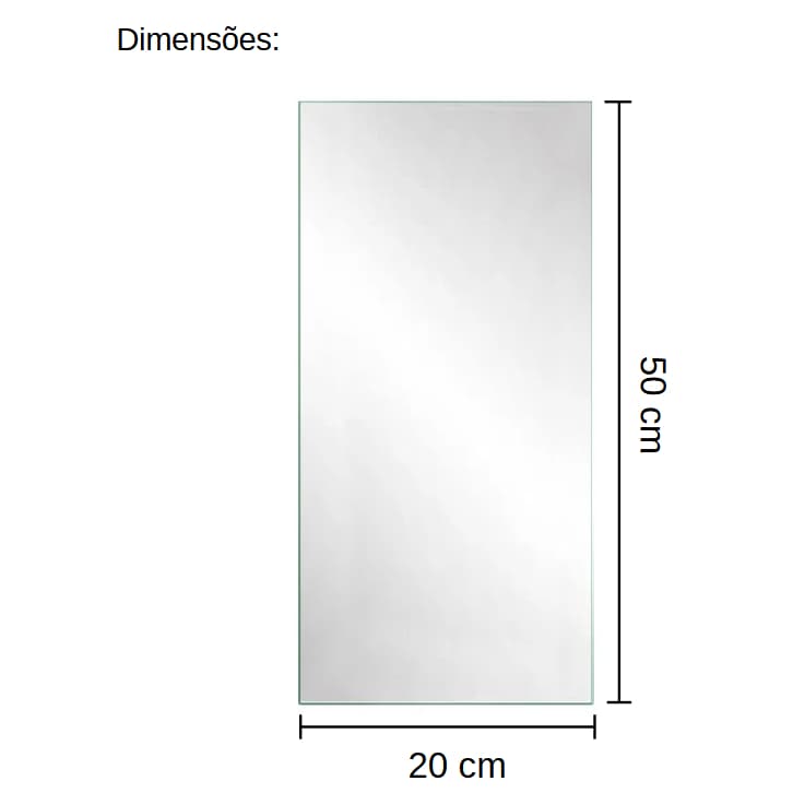 Espelho 20x50 cm Decoração Sala / Espelho Para Guarda Roupa / Banheiro - Espelho de Parede