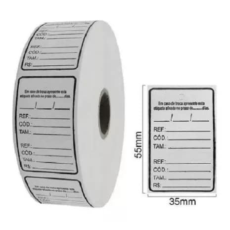Etiqueta Adesiva Dupla Para Roupas C/1.000 Unidades