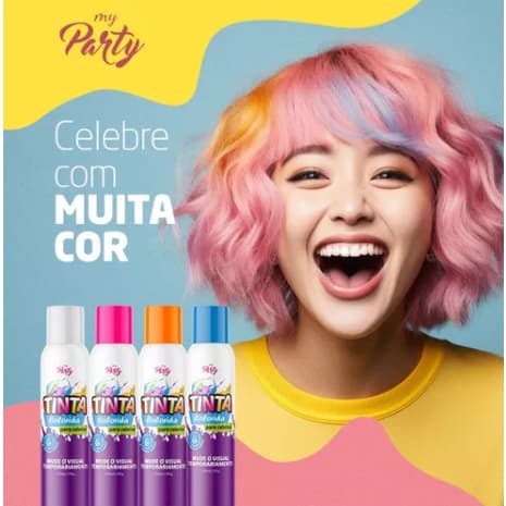 Tinta Colorida Temporária para Cabelo - Spray My Party - Ideal Para Festas