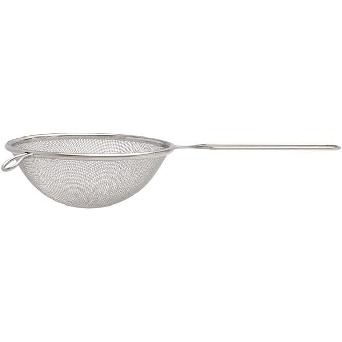 Mimo Style Peneira 14 cm Com Suporte Para Acomodação em Panelas e Travessas, Suporta Altas e Baixas Temperaturas, Material de Inox Resistente e Flexível, Fácil Manuseio, Extremamente Simples de Limpar