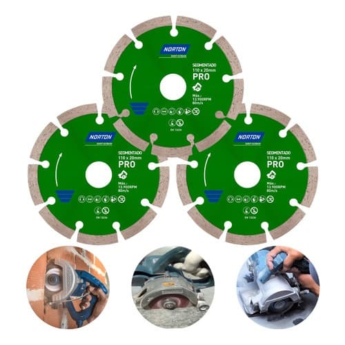 Kit 3 Discos De Makita Diamantado Segmentado Norton 110mm