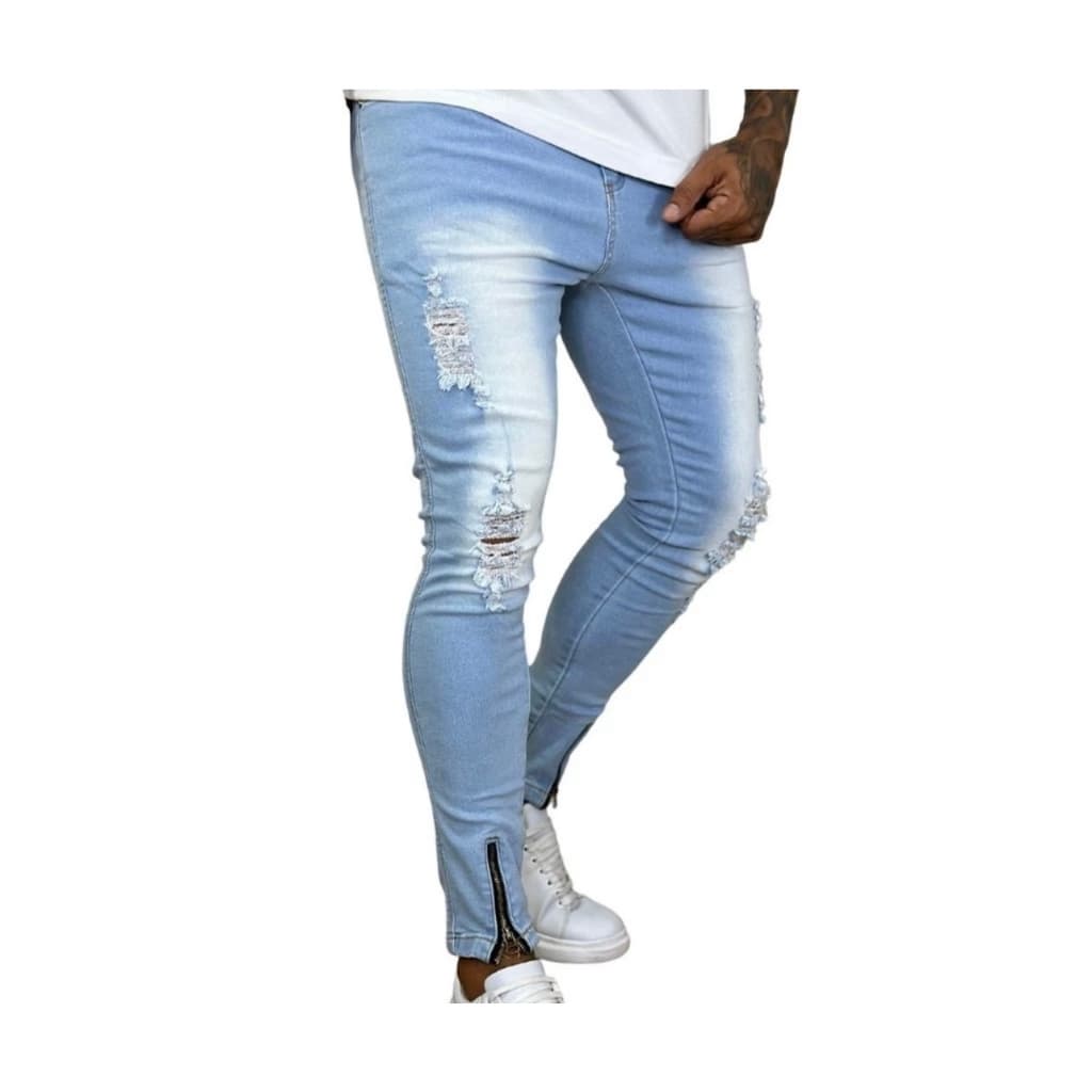Promoção Oferta especial Calça claro ziper escuro homen masculino barato