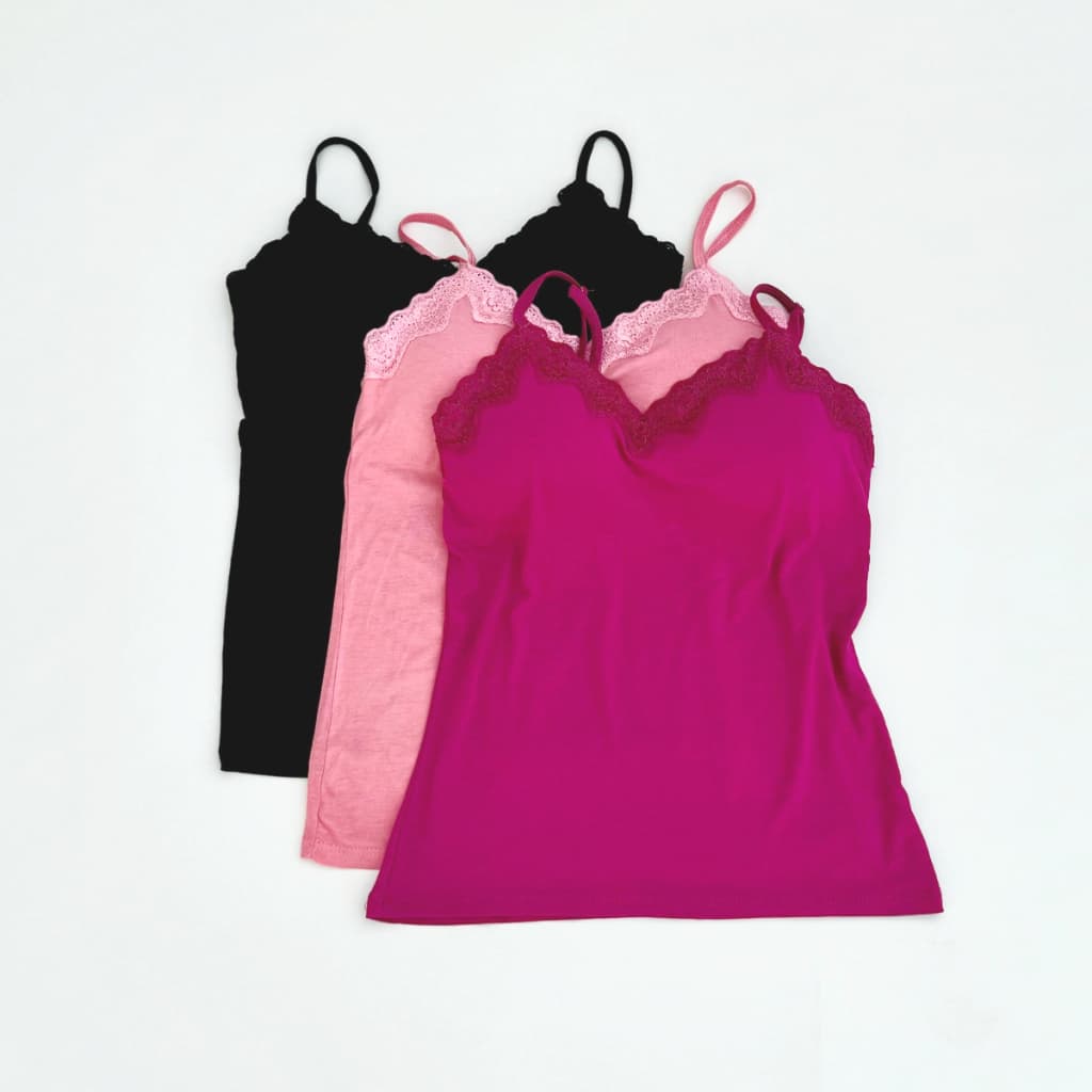 Kit 3 Blusa Regata Com Alça regulável Rendado Com Bojo Diário Moda Feminina Casual Praia Academia
