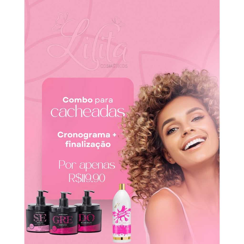 Combo tratamento cronograma capilar nutrição, hidratação, reconstrução com finalizador Gelacreme ultra finalizador