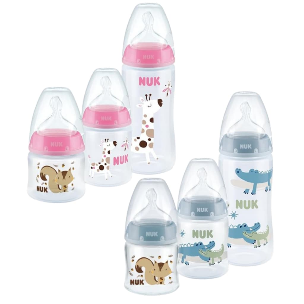 Kit 3 Mamadeira First Choice Nuk 90/150/300ml Bico Ortodôntico Air System e Indicador de Temperatura
